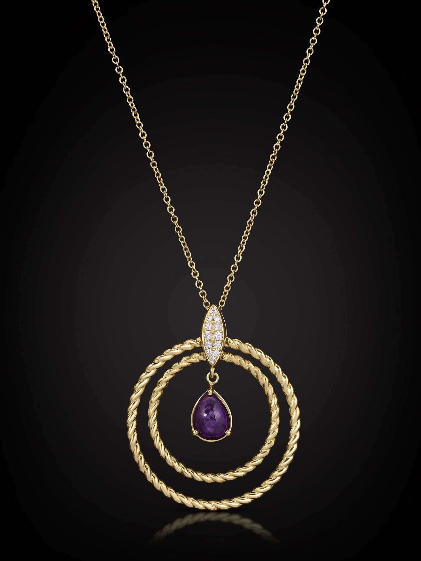 Goutte d'Amour ~ Sugilite with Micro Pavé Diamonds in 18K Gold