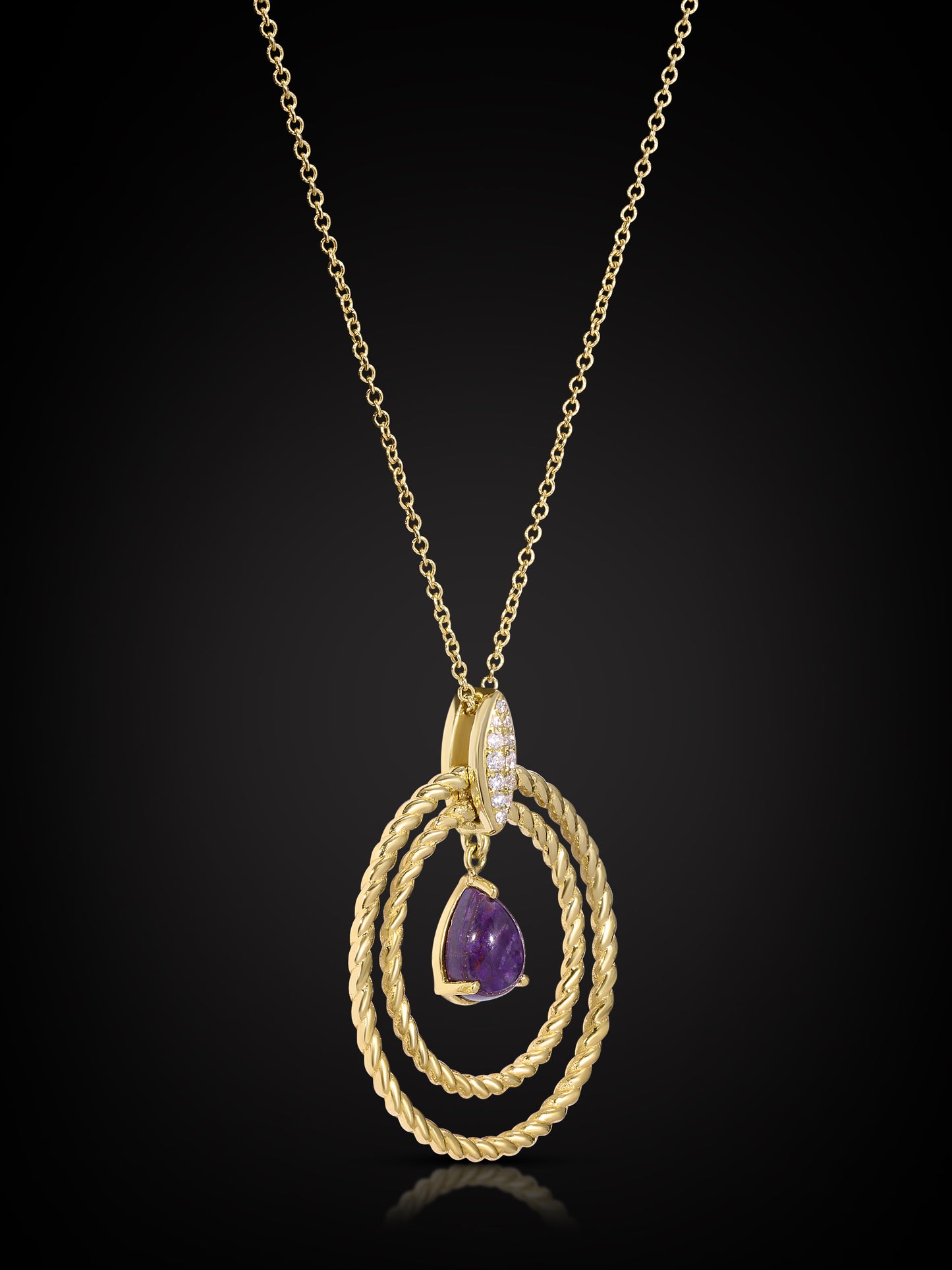 Goutte d'Amour ~ Sugilite with Micro Pavé Diamonds in 18K Gold