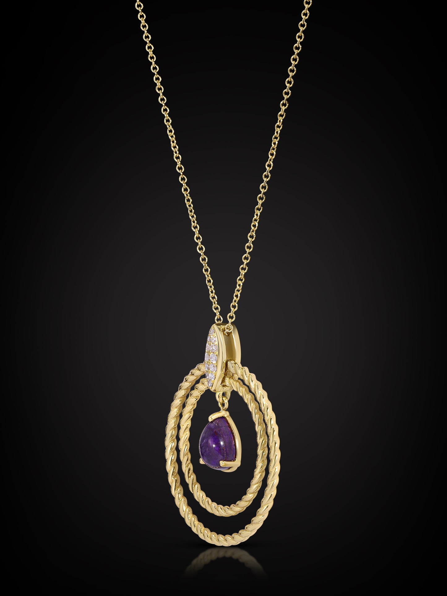 Goutte d'Amour ~ Sugilite with Micro Pavé Diamonds in 18K Gold