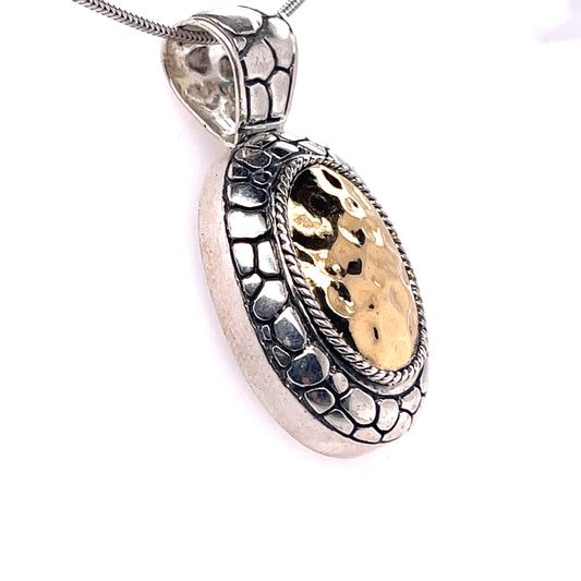 18K Yellow Gold & Silver Pebble Necklace